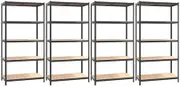 5-Layer Bookshelf Standing Shelves for Home & Office - Anthracite Steel & Engineered Wood, Space-Saving Storage Solution for Small Spaces