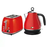 Vintage Electric Kettle & 2 Slice Toaster SET Combo Deal Stainless Steel Red
