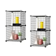 SOGA 2X Black 2-Tier Cube Shelf