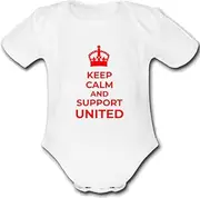 [Psychobaby] KEEP CALM AND SUPPORT UNITED PERSONALISED Unique Baby Vest Baby Grow Babygrow Boys Girls UNISEX FOOTBALL MANCHESTER