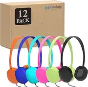 Geekria 24 Pack Wired Headphonesfor Classroom Adjustable On-Ear Headphones, Kids Headphones Wired Children On-Ear Headset for Schools, Student, Libraries, ComputerLab, Testing Centers