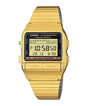 【金台鐘錶】CASIO 卡西歐 LED背光照明 30組的電話記憶 街頭潮流必備 (金色) DB380G-1