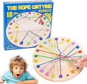 Wooden Threading Toys - Puzzle Interactive Challenge Untying Rope - Lacing Toy Enhancing Fine Motor Skills, Lacing Untangling Toy for Boys and Girls Over 3