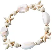 [Namzi] Turtle Starfish Bracelet Anklet for Women Boho Blue Anklet String Colorful Summer Beach Jewelry,White, 2.36*2.36inch, no gemstone