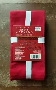 Bed Bath & Beyond Set Of 8 Napkins RED/GREEN/WHITE Cotton/Polyester New