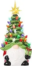 Christmas Decorations 12in Ceramic Christmas Tree, with 46 Multi-Coloured Lights, Star Topper,Pre-lit Hand-Painted Tabletop Christmas Decoration
