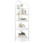5-Tier Bookshelf, 50 Inch Tall Corner Bookshelf Simple Bookcase for White