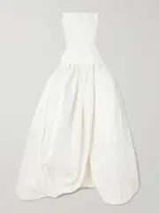 [Maticevski] Maticevski - Harlequin Strapless Wrap-effect Cloqué Gown - White - UK 8 UK 8 White