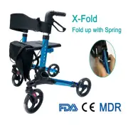 Foldable Rollator X-Fold Walker Walking Frame Aluminium Lightweight Re