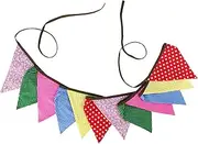 Party Decor 3.2M Multicolor Fabric Bunting 12 Pennant Flags Wedding Party Decor Banner Home Girl Baby Shower Carnival Garland (Color : NO050)