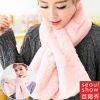 Seoul Show首爾秀 韓版仿獺兔毛雙面雙層加厚交叉圍巾 粉色