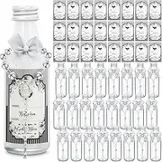 FillTouch 24 Sets Catholic Holy Water Bottle Baptism Rosary Set Baptism Favors 1.7oz Christian Water Container Empty Glass Holy Water Bottle for Easter Party Church Wedding Table Newborn (Silver)