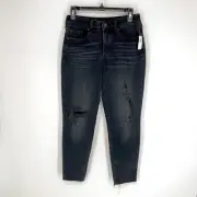 Old Navy NWT High Rise O.G Straight Jeans Secret Slim Pockets Distressed 4 Black