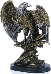 10.25" Tall Eagle On Rocks Statue Wild Bird Decorative Bronze Resin Figurine
