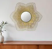 27" Gold Floral Sunburst Iron Framed Accent Mirror