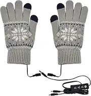 [Generic] Heated Gloves - USB Electric Heating Gloves, Winter Warm Knitted Warm Gloves | Touch Screen Full Finger Printing Cycling, 3 Modes Electric Heated Gloves Hand Warming Gloves for Cycling Hiking