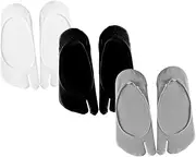 [Holibanna] Toe Socks Low Cut Seamless Thin Socks for Women Split Toe Design Breathable Mesh Anti-slip Heel 3 Pairs
