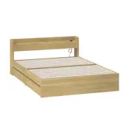 NNEED Double Bed Frame with Charging Ports & 2 Drawers