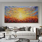 Mintura Handmade Knife Sunrise Oil Painting On Canvas Modern Home Decor Wall Art