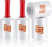 VEVOR Stretch Film, 127 mm (W) x 305 m (L), 4 Pack, 80 Gauge Industrial Strength Clear Durable Stretch Wrap Roll, Heavy Duty Shrink Film Stretch Wrap with Handles for Pallet Wrapping Shipping Moving