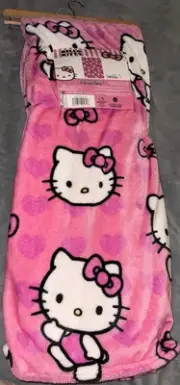 Hello Kitty Pink Hearts Blanket, 50”x70”