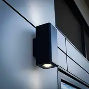 Architectural 2 Light LED Outdoor Up/Down Wall Light Square in Black