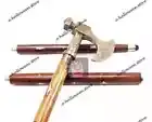 Vintage Working Brass Antique Viking Axe Head Handle Wooden Walking Stick Canes