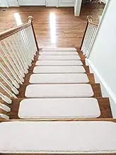 emmahome Carpet Stair Treads NON-SLIP MACHINE WASHABLE Mats/Rugs, 22x67cm, 11mm Thickness (Cream, 13)