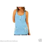 Element SONYA Light Blue Small Hand Pockets 3 Button Front Junior's Tank Top