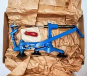 Vintage New With Box Blue Metal Hand Crank Apple Peeler Corer with Suction Base