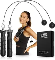 Weighted Cordless Jump Rope for Women, Men – Durable Bod Jump Rope for Fitness Jump Rope Workout Set – Ropeless Jump Rope Fitness, Stainless Steel Adjustable Fastener by Johan & John