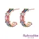 【Aphrodite 愛芙晶鑽】鋯石耳環 C圈耳環/繽紛彩色鋯石鑲嵌C圈造型耳環(2色任選)