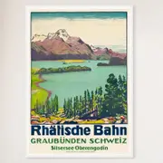 Galrie Rhaetian Railway Graubünden Switzerland Vintage Travel Poster Art Print Décor, White Frame, A0 84 x 119cm (33 x 47inch)