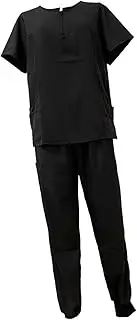 [rockible] Women Uniform Scrub Set Nurse Workwear Professional Work Suit with Pockets Top and Pants for SPA Pet Shop Beauty Center