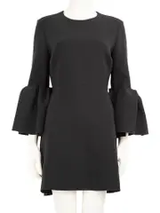 Black Ruffle Sleeves Mini Dress
