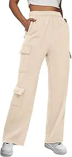 Women's Baggy Cargo Pants Fleece Lined Open Bottom Outdoor Joggers Sweatpants Straight Leg Trousers with Multi Pockets