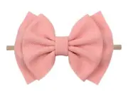 Girls Baby Waffle Big Bow Headband - Salmon Pink