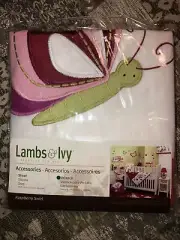 NEW Lambs & Ivy Raspberry Swirl Nursery Crib Window Valance Pink Green Butterfly