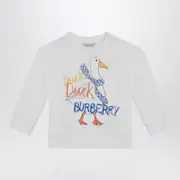 [Burberry] White Sweatshirt With Logo Print 6 M White