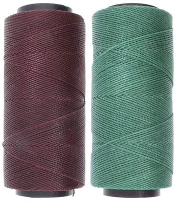 2 Knot It Waxed Polyester Cord 1mm Diameter 144M Spools (Burgundy, Evergreen)