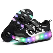Rechargeable Double Wheel Roller Skating Shoes - Size 37 Ultra Light Mesh Surface