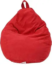 UKQRRTC Bean Bag Chair Cover, Soft Corduroy Bean Bag Cover, Plush Toys Organizer Holder, Comfortable Beanbag Chairs Cover with Handle, Stuffed Animal Bean Bag Storage (Red)