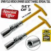 SPARK PLUG WRENCH Spanner Socket T-Handle REMOVAL TOOL GRIP WELL 16/21mm (X2