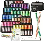 400 Pack Gel Pens for Adult Coloring Books, 200 Colored Gel Pen Include 200 Refills with 40% More Ink,Glitter Gel Pens Set for Coloring Books Drawing Journaling Scrapbook Art Supplies