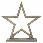 33cm Bamboo Star LED Table Lamp Light Modern Bedside - Antique Timber