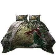 Fantasy Art Beautiful Redhead Green Fairy Coverlet