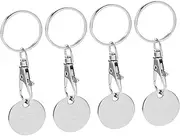 [KALLORY] 4Pcs Shopping Trolley Token Keyring Shopping Cart Coin Keychain Convenient Key Chain for Supermarket Use Practical Trolley Token Pendant