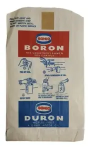 Vintage Auto Trash Bag BORON Sohio Gas & Motor Oil Unused Paper 1960's