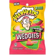 WARHEADS Wedgies - Sour Chewy Candy - Pink Lemonade, Cherry Limeade & Waterme...