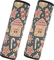 Car Seat Belt Pads Covers 2 Pack Soft Car Safety Seat Belt Strap Shoulder Pad Camera Bag Strap Cover Car Accessories for Adults Child Kids M Winter Gingerbread
